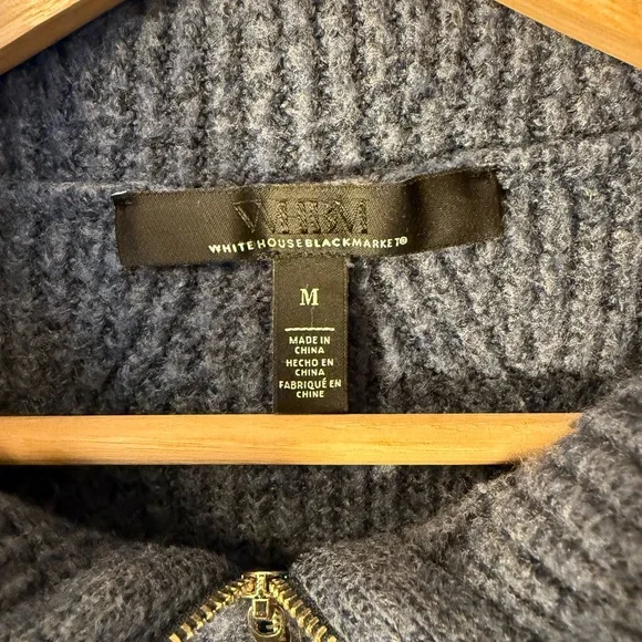 White House Black Market Men's Blue Ribbed Zip-Up Sweater - Picture 2 of 5